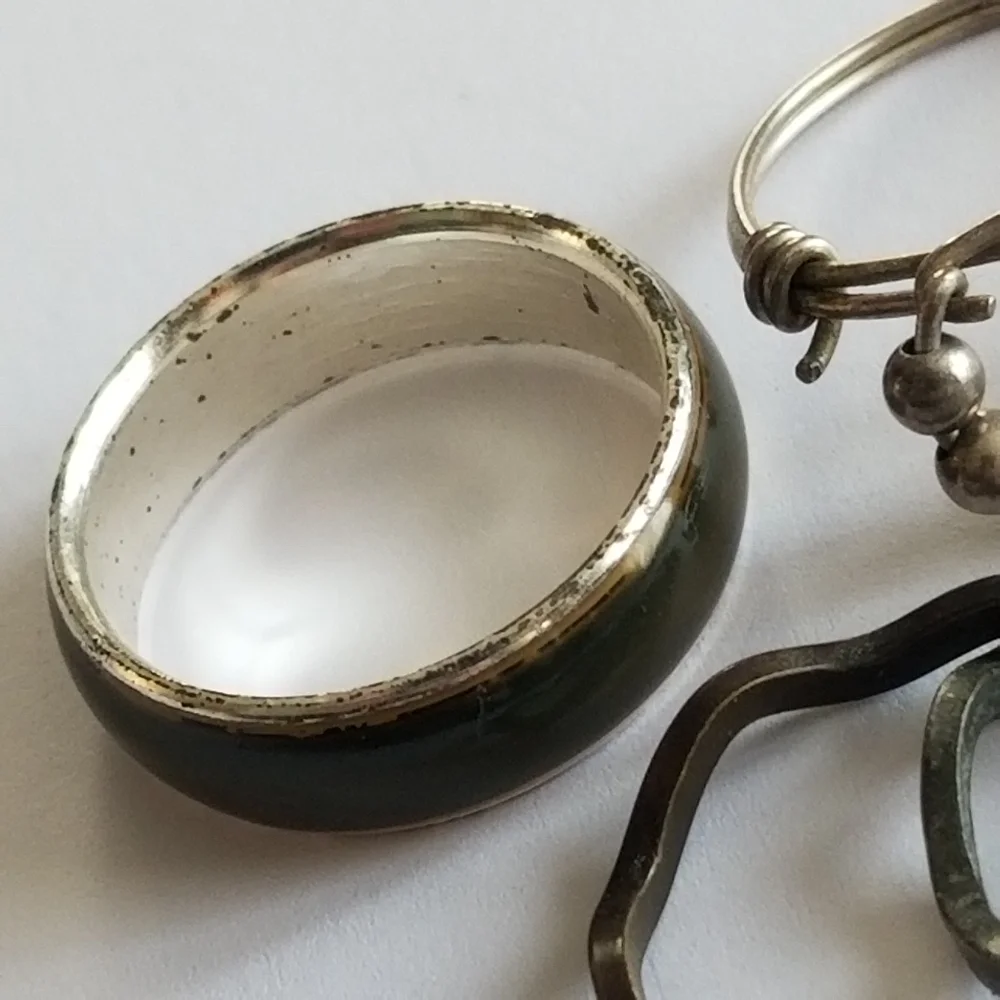 4 rings vintage silver tone ring star boho wavy wire wrapped jewelry lot